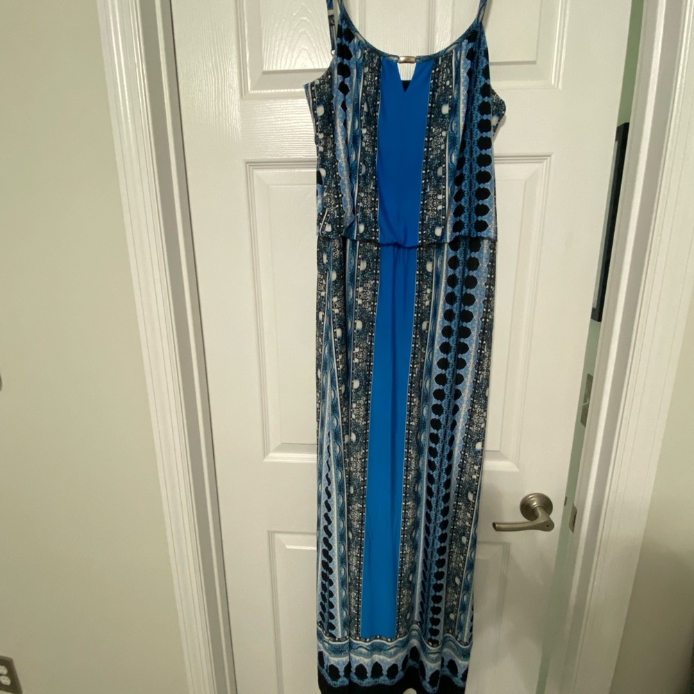 Style & Co. Blue and Black Patterned Maxi Dress